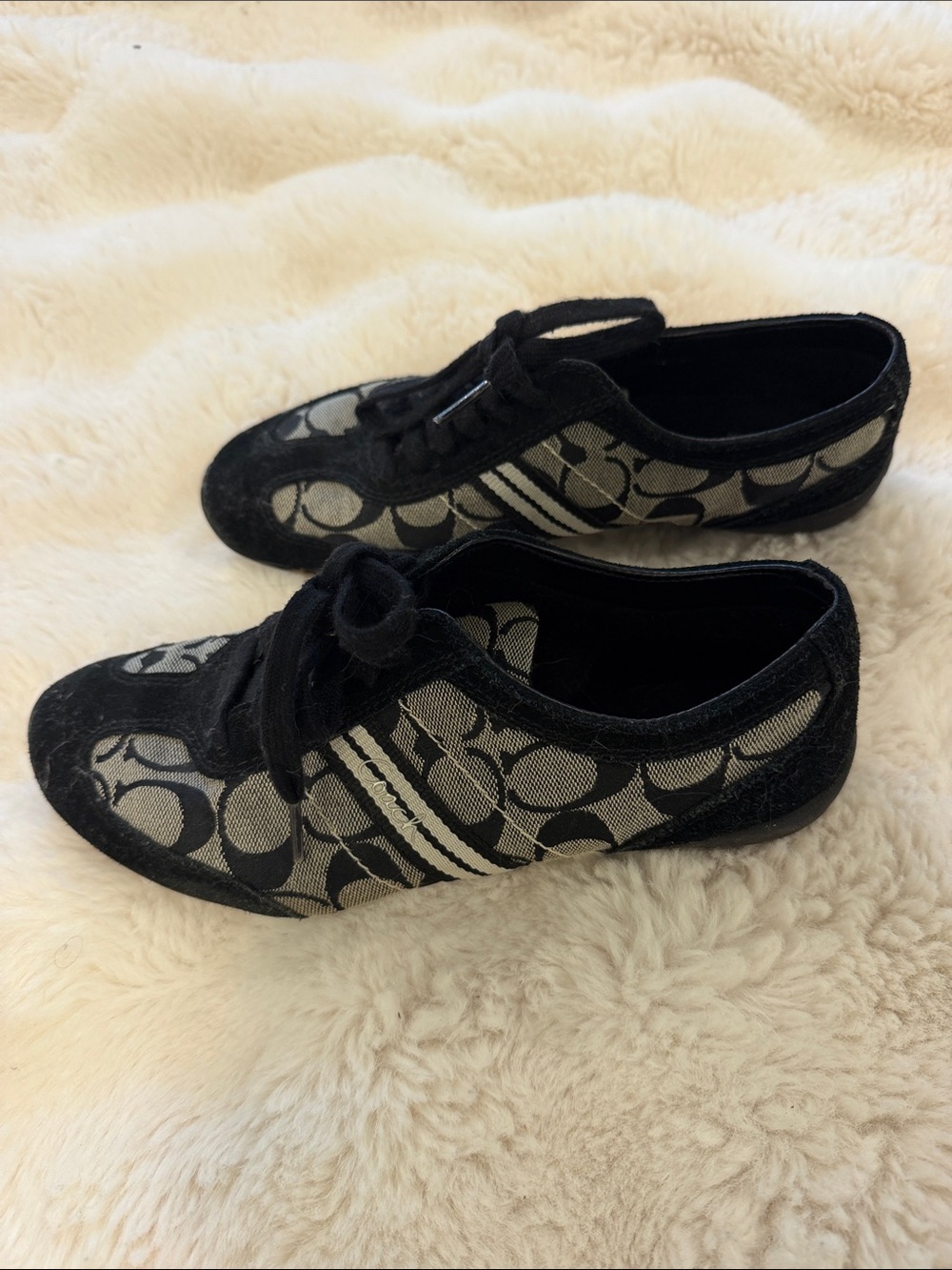 Coach Black and Beige Signature Logo Sneakers